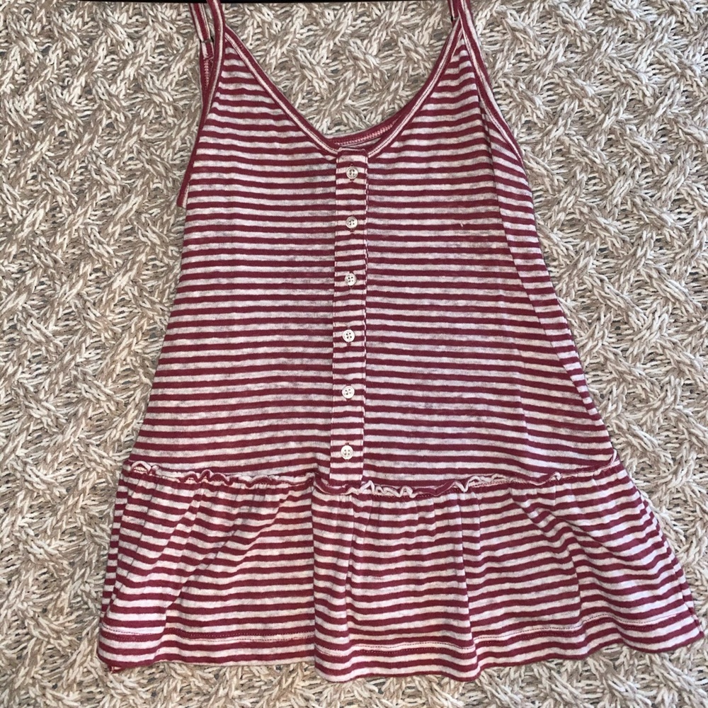Burgandy and white striped tank
